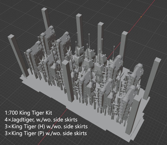 1:700, 1:350 German heavy tank kit, Tiger tank, King Tiger tank, Jadgtiger, Elephant, Tiger P, Sturmtiger, VK4501, Bergepanzer Tiger P