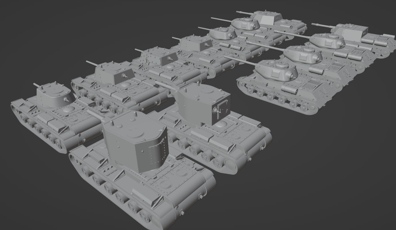 1:700, 1:350 Russian tank kit, T34, KV1, KV2, IS1, IS2, ISU152, US152, SU85, SU100, T26, BT7, 3D printed kit