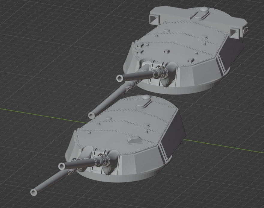 1:700 IJN 14 inch gun turret, 356mm turret, Kongo turret, Fuso turret, 3D printed, battleship, WWI, WWII