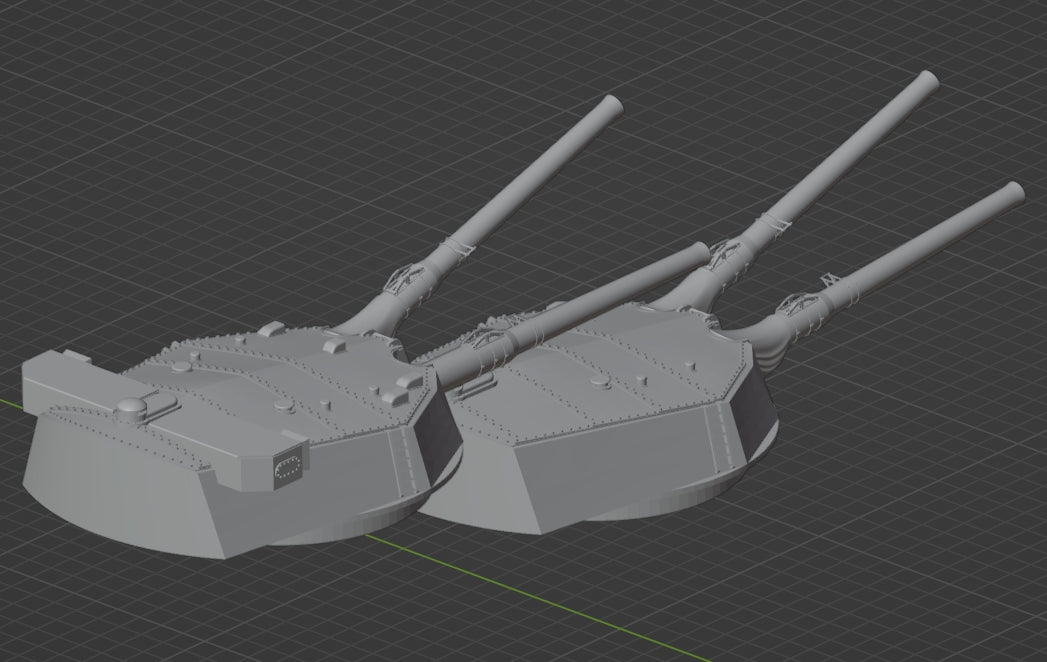 1:700 IJN 14 inch gun turret, 356mm turret, Kongo turret, Fuso turret, 3D printed, battleship, WWI, WWII