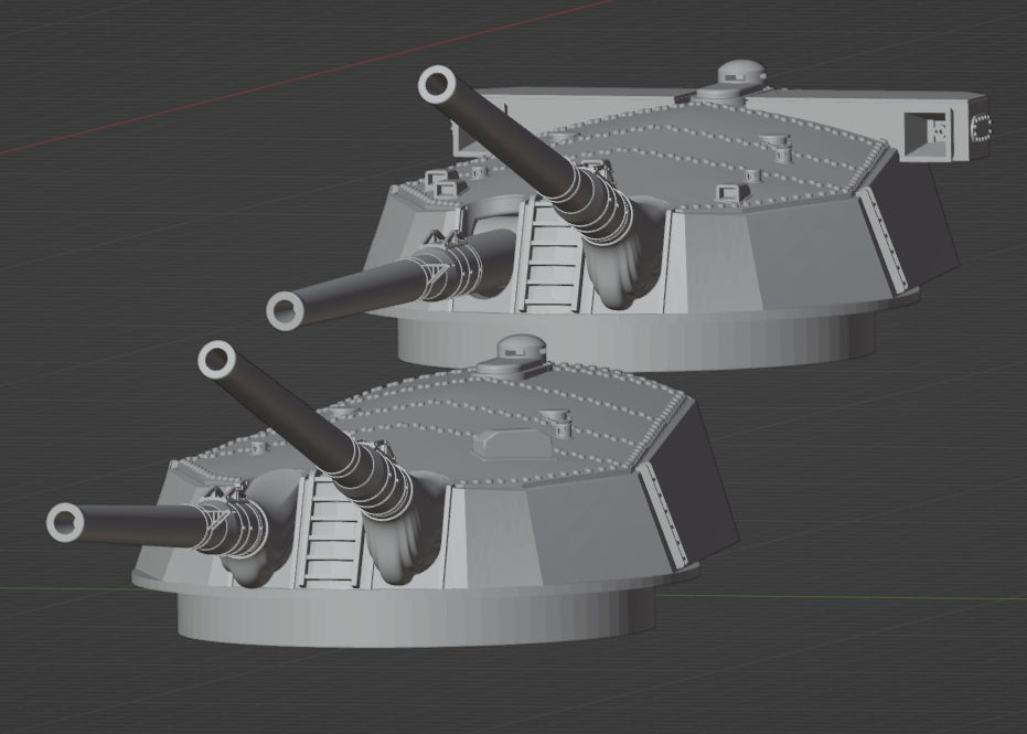 1:700 IJN 14 inch gun turret, 356mm turret, Kongo turret, Fuso turret, 3D printed, battleship, WWI, WWII