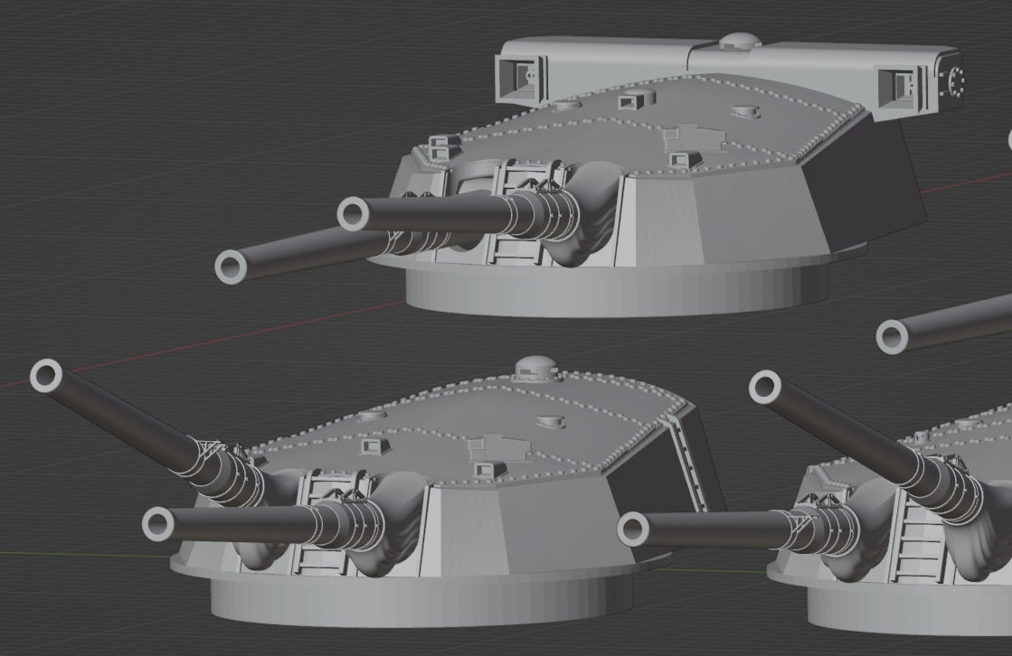 1:700 IJN 14 inch gun turret, 356mm turret, Kongo turret, Fuso turret, 3D printed, battleship, WWI, WWII