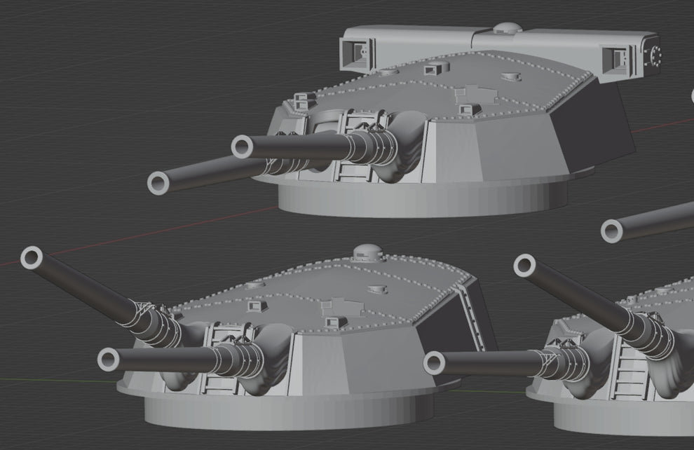 1:700 IJN 14 inch gun turret, 356mm turret, Kongo turret, Fuso turret ...