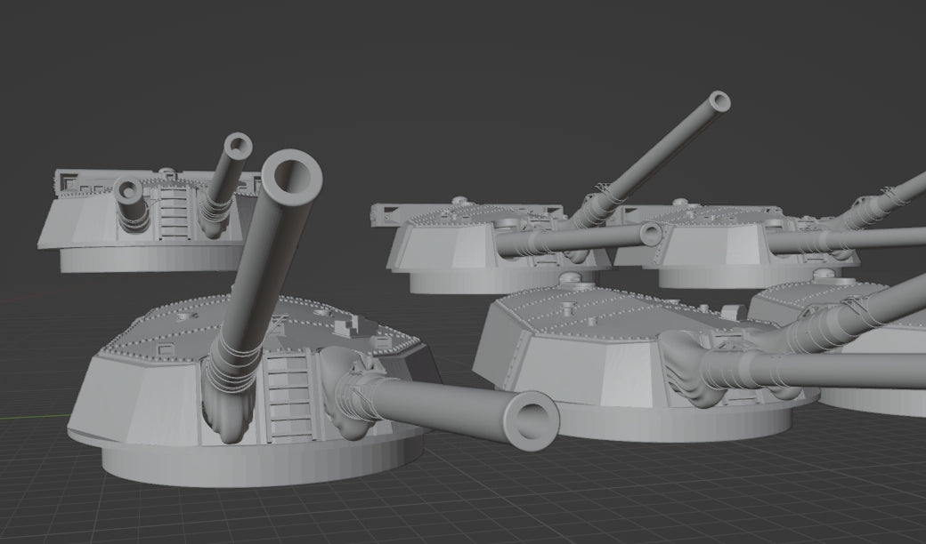 1:700 IJN 14 inch gun turret, 356mm turret, Kongo turret, Fuso turret, 3D printed, battleship, WWI, WWII