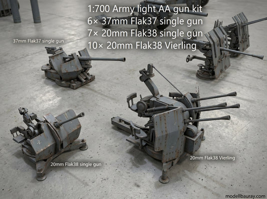 1:700, 1:350 German artillery, Anti-aircraft gun kit, Self-propelled howitzer, aa guns, anti-tank gun, Hummel, Wespe, ammo car,  sfh 18, leFH 18, Pak40, Pak43,  Flak 18