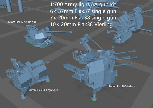 1:700, 1:350 German artillery, Anti-aircraft gun kit, Self-propelled howitzer, aa guns, anti-tank gun, Hummel, Wespe, ammo car,  sfh 18, leFH 18, Pak40, Pak43,  Flak 18