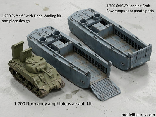 US Amphibious assault kit, LCVP, Normandy, Landing Craft, Landing ship, M4 tank with Deep Wading kit