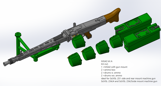 1:35 German tank machine guns, MG3, MG42, MG34, autocannons, MK108, MG151