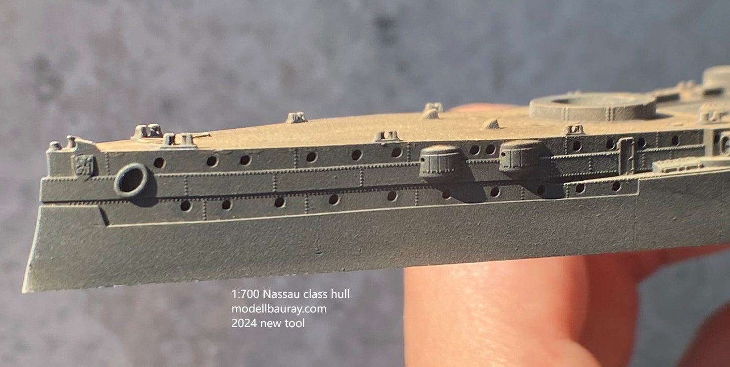 1:700 SMS Nassau, German battleship, WWI, resin, 3D printed kit, Waterline, Full Hull