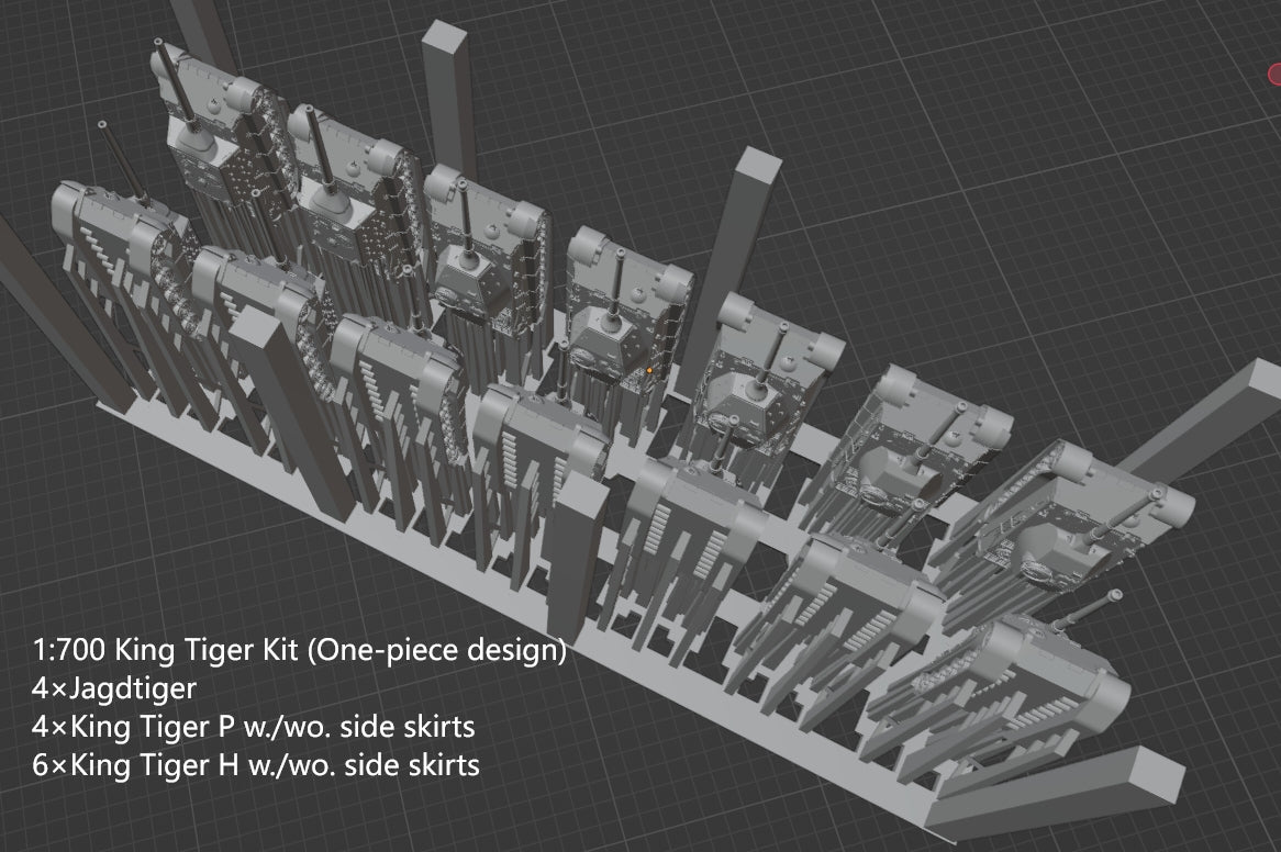 1:700, 1:350 German heavy tank kit, Tiger tank, King Tiger tank, Jadgtiger, Elephant, Tiger P, Sturmtiger, VK4501, Bergepanzer Tiger P