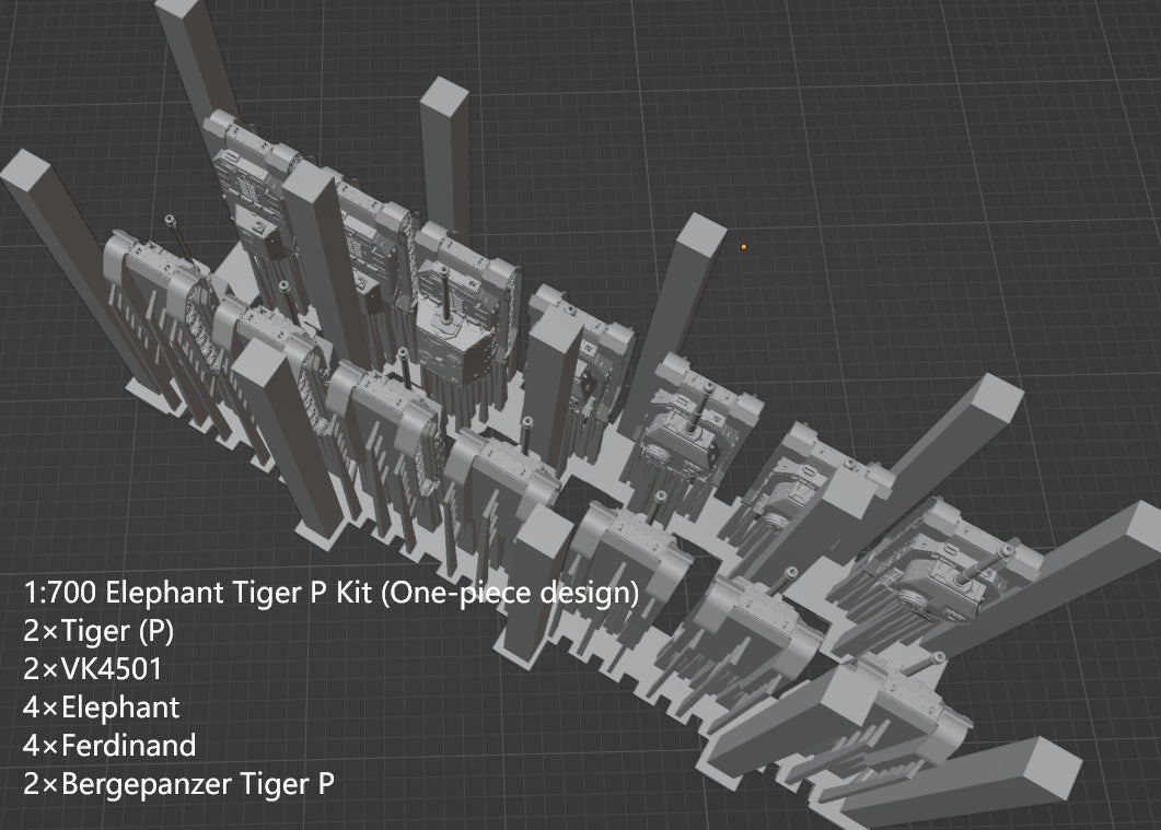 1:700, 1:350 German heavy tank kit, Tiger tank, King Tiger tank, Jadgtiger, Elephant, Tiger P, Sturmtiger, VK4501, Bergepanzer Tiger P