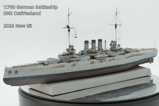 1:700 German Battleship SMS Ostfriesland, Helgoland class, 3d printed, resin model, waterline, full hull model