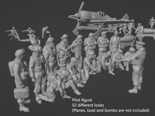 1:700, 1:350, 1:200 Figuren, universal naval figure, civilian and army figure, Pilot figure, 1:700 figure, 3D printed kit, Bausatz, airfields, aircraft carrier