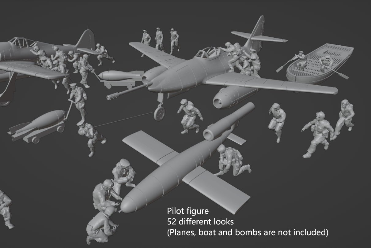 1:700, 1:350, 1:200 Figuren, universal naval figure, civilian and army figure, Pilot figure, 1:700 figure, 3D printed kit, Bausatz, airfields, aircraft carrier