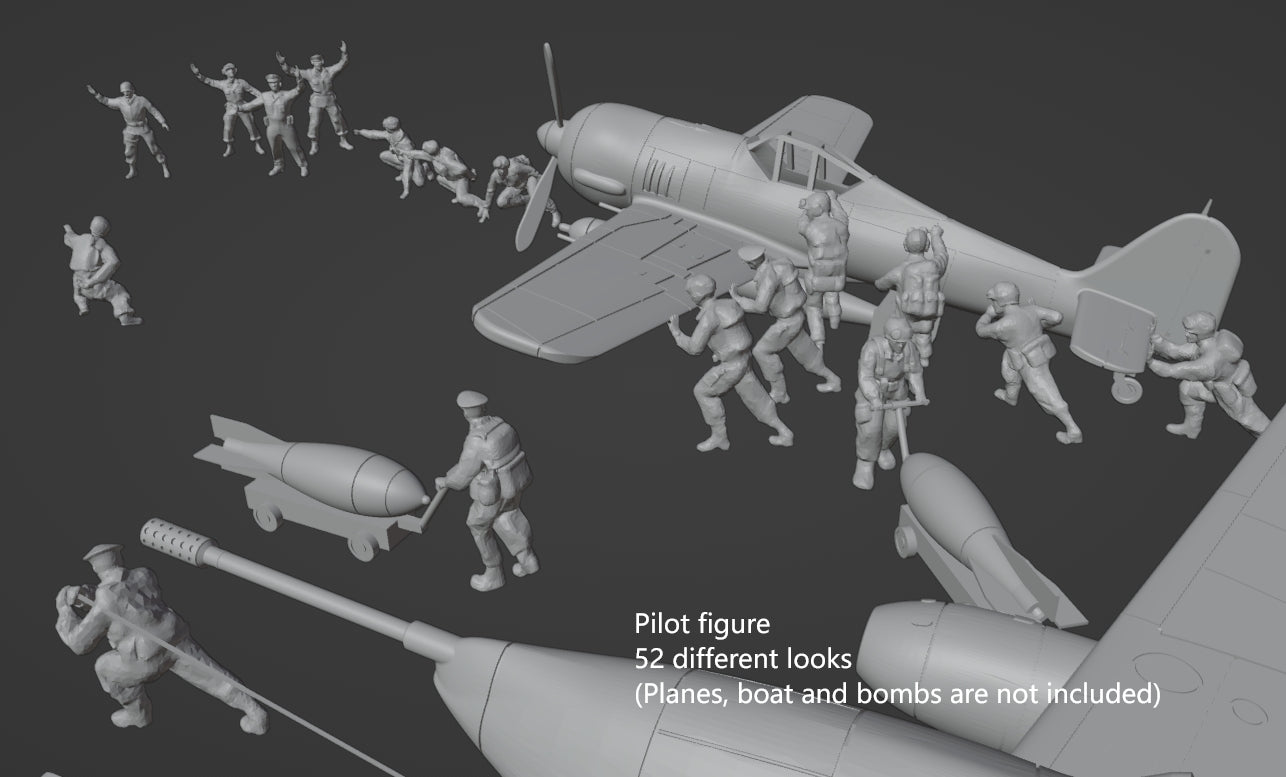 1:700, 1:350, 1:200 Figuren, universal naval figure, civilian and army figure, Pilot figure, 1:700 figure, 3D printed kit, Bausatz, airfields, aircraft carrier