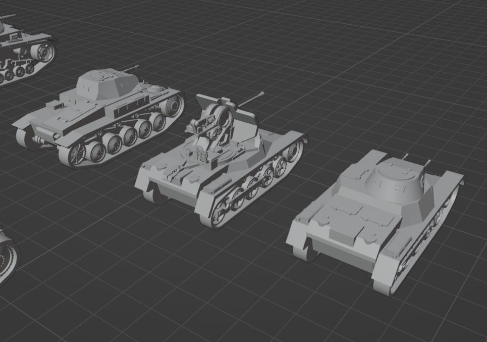 1:700, 1:350 German light tanks, Leichter Panzer, Panzer I, Panzer II, Flak Panzer I, Panzer 35(t), Panzer 35(t), Panzerjäger, diorama, wwii german tanks