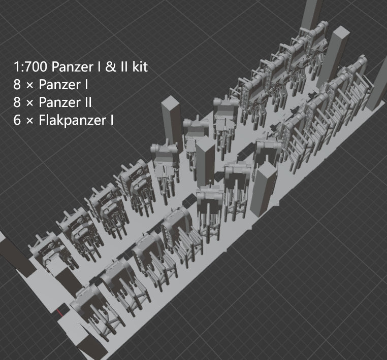 1:700, 1:350 German light tanks, Leichter Panzer, Panzer I, Panzer II, Flak Panzer I, Panzer 35(t), Panzer 35(t), Panzerjäger, diorama, wwii german tanks