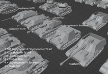 Load image into Gallery viewer, 1:700, 1:350 German medium tanks, Panzer III, Panzer IV, Panzer V, Panther tank, Stug III, assault gun, Jagdpanther, diorama, wwii german tanks
