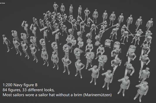 1:700, 1:350, 1:200 Figuren, universal naval figure, civilian and army figure, Pilot figure, 1:700 figure, 3D printed kit, Bausatz, airfields, aircraft carrier