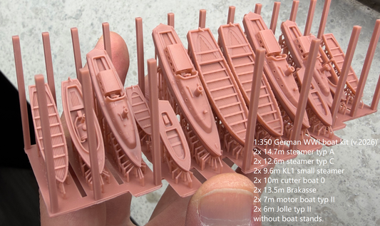 1:700 1:350 German boat kit, WWI, WWII german boats, 3d printed accessory, highly detailed
