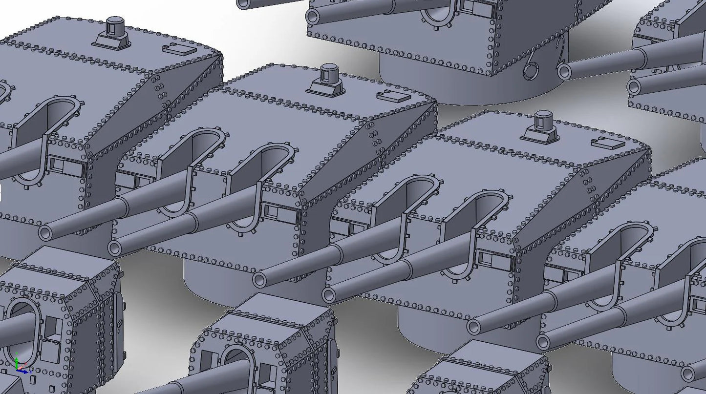 1:700, 1:350 German Navy Secondary Guns, WWI, WWII, heavy AA guns 88mm, 150mm guns