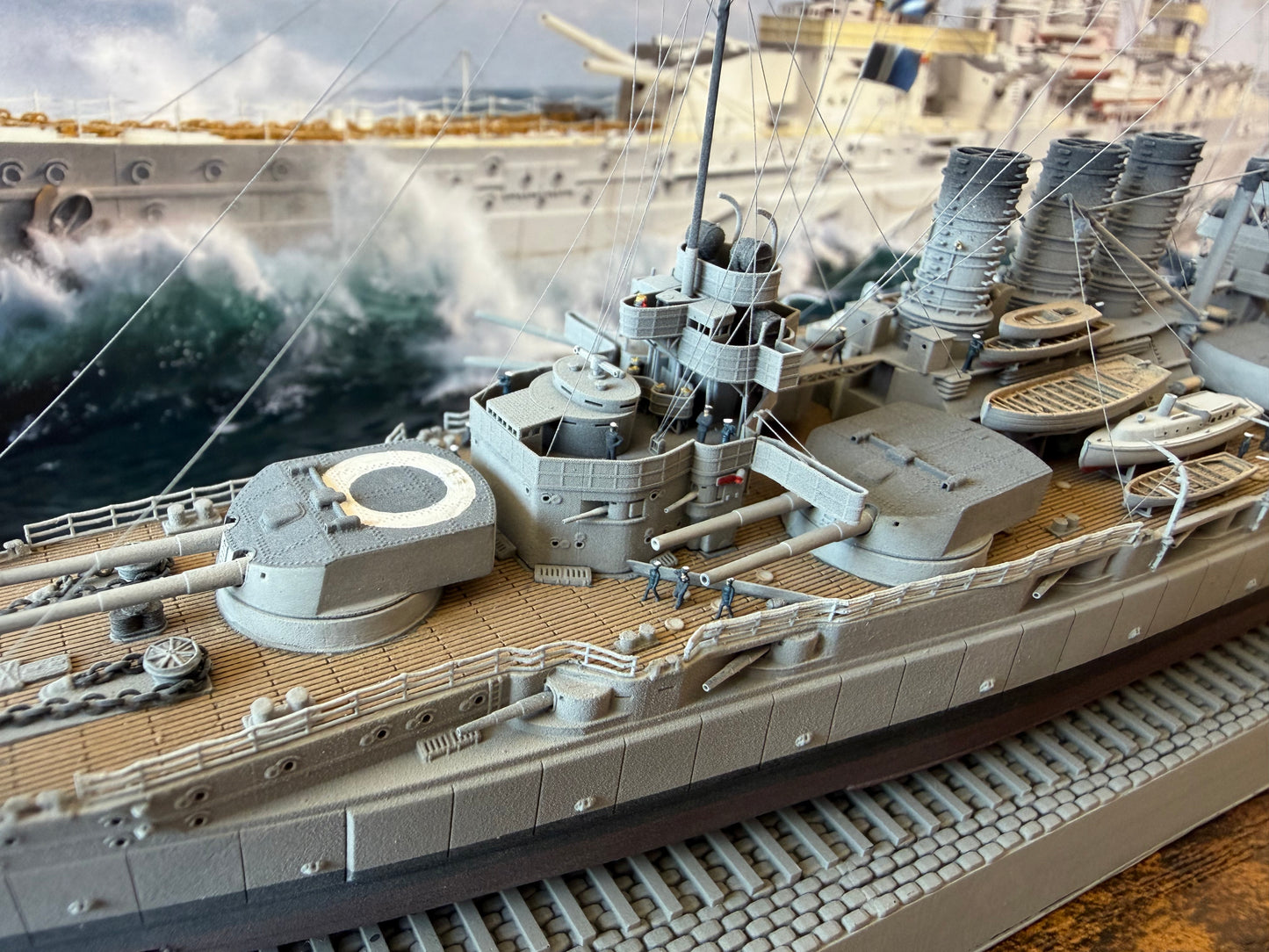 1:700 German Battleship SMS Ostfriesland, Helgoland class, 3d printed, resin model, waterline, full hull model