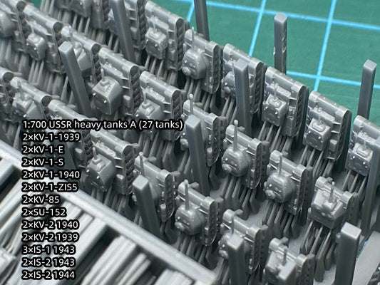 1:700, 1:350 Russian tank kit, T34, KV1, KV2, IS1, IS2, ISU152, US152, SU85, SU100, T26, BT7, 3D printed kit