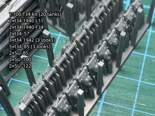 1:700, 1:350 Russian tank kit, T34, KV1, KV2, IS1, IS2, ISU152, US152, SU85, SU100, T26, BT7, 3D printed kit