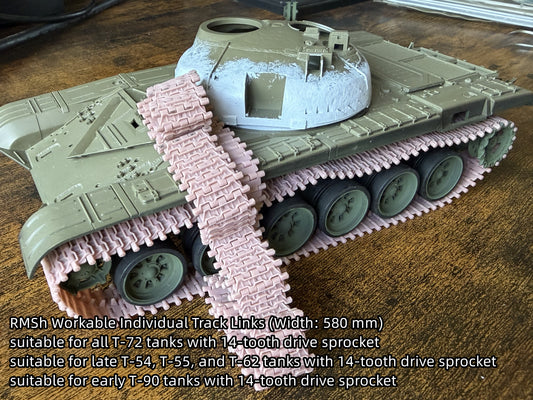 1:35 T54 T62 T72 T90 workable tank tracks, RMSh, OMSh, bewegliche Ketten für T54, T55, T62, T72, T90