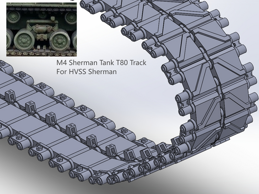 1:35 Pre assembled tracks for M4 Sherman, T48, T80, T62, T84, Duck bill, 1:35 Einsatzbereit Ketten, half-finished tracks, 3D printed