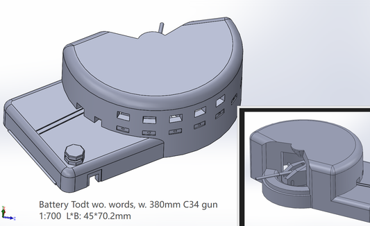 1:700 Atlantikwall 380 mm, 406 mm gun, Batterie Todt, Lindemann, Atlantic Wall, bunker, Battery Longues sur mer, Normandy