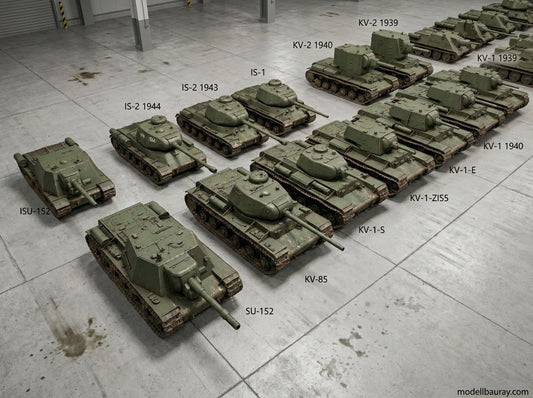 1:700, 1:350 Russian tank kit, T34, KV1, KV2, IS1, IS2, ISU152, US152, SU85, SU100, T26, BT7, 3D printed kit