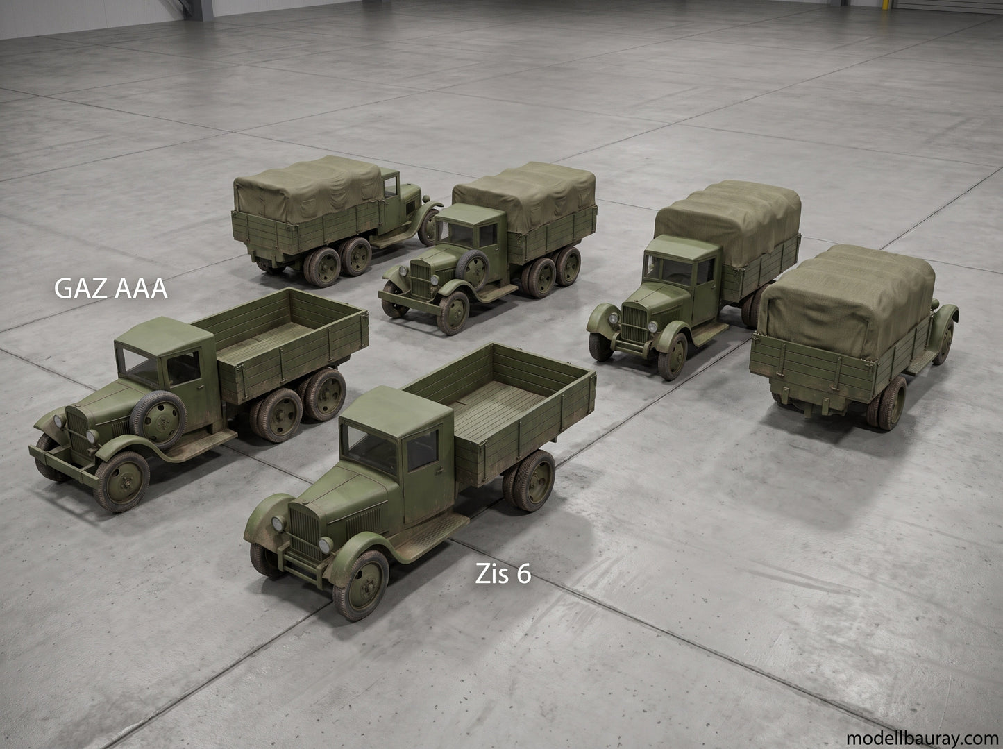 1:700, 1:350 Russian truck kit, GAZ AAA, Zis 6, Zis 5 trucks, ZIS-42M, 3d printed detailed kits