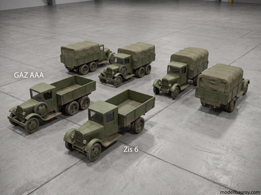 1:700, 1:350 Russian truck kit, GAZ AAA, Zis 6, Zis 5 trucks, ZIS-42M, 3d printed detailed kits