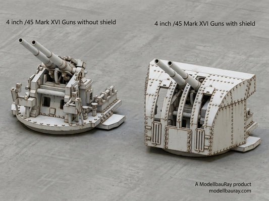 1:700 1:350 Royal navy secondary guns, 3 inch gun, 4 inch /45 Mark XVI, 4.5 inch, 5 inch gun, 8 inch gun, 9.2 inch gun, 76mm gun, 114mm gun, 120mm gun, 152mm gun, .50 Vickers machine gun, machine gun, AA guns