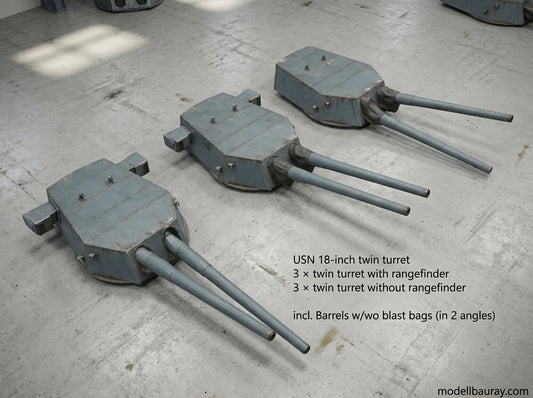 1:700 USN 18 inch turrets, 18 inch tripple turret, 18 inch twin turret, US navy