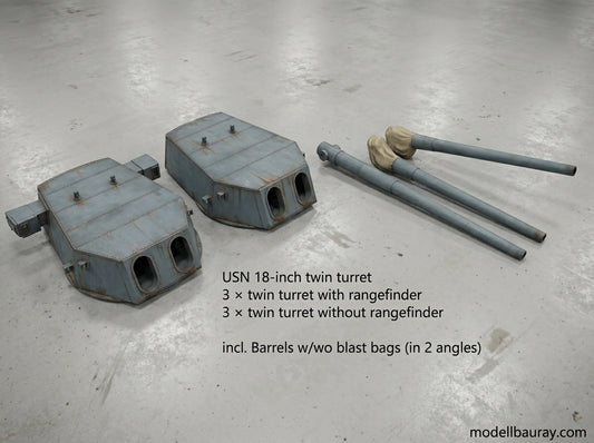1:700 USN 18 inch turrets, 18 inch tripple turret, 18 inch twin turret, US navy