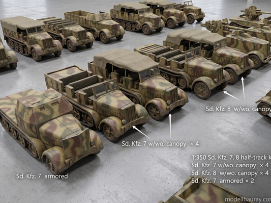 1:700, 1:350 German half track truck kit, Sdkfz 9, FAMO, Sdkfz 10, Sdkfz 7, Sdkfz 8, 3d printed parts, diorama, wwii german