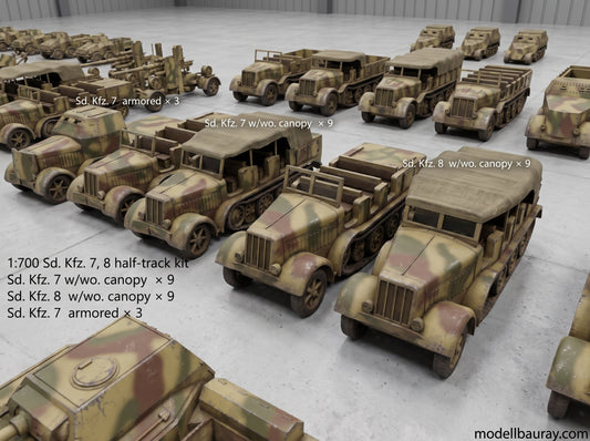 1:700, 1:350 German half track truck kit, Sdkfz 9, FAMO, Sdkfz 10, Sdkfz 7, Sdkfz 8, 3d printed parts, diorama, wwii german