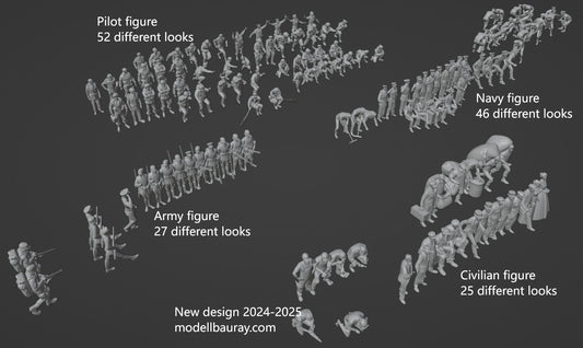 1:700, 1:350, 1:200 Figuren, universal naval figure, civilian and army figure, Pilot figure, 1:700 figure, 3D printed kit, Bausatz, airfields, aircraft carrier