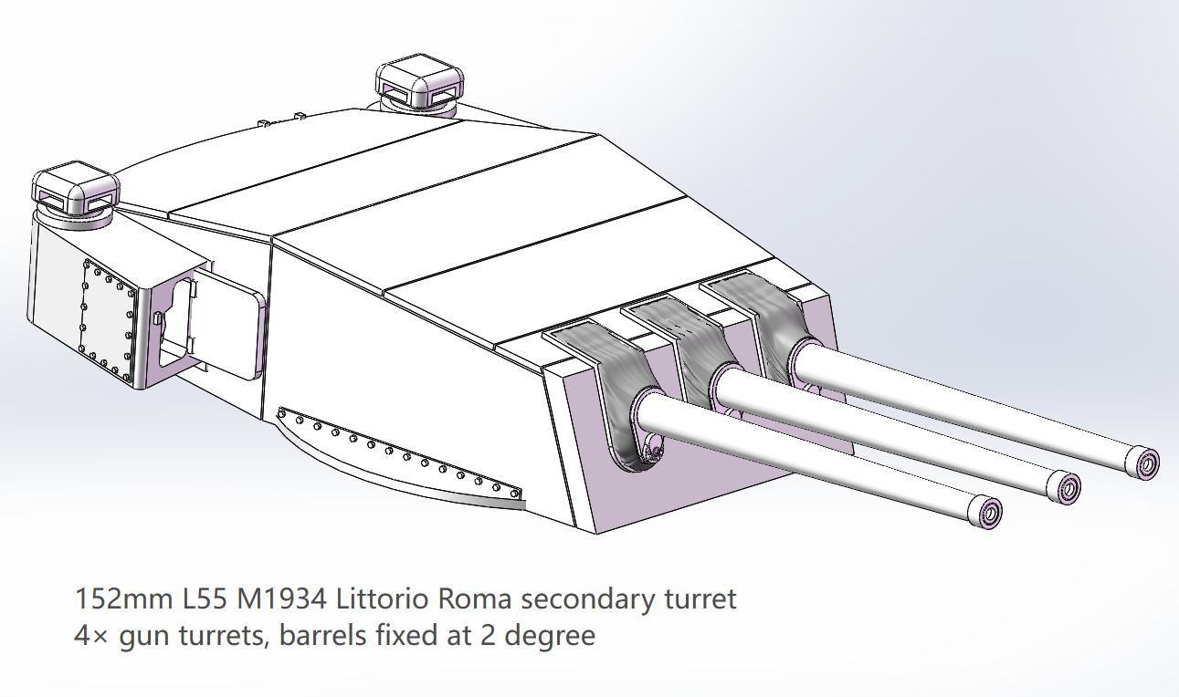 Italian navy main gun turrets, 305mm, 380mm, 320mm, Littorio, Roma, Conte di Cavour, Dante Alighieri 3D printed kits