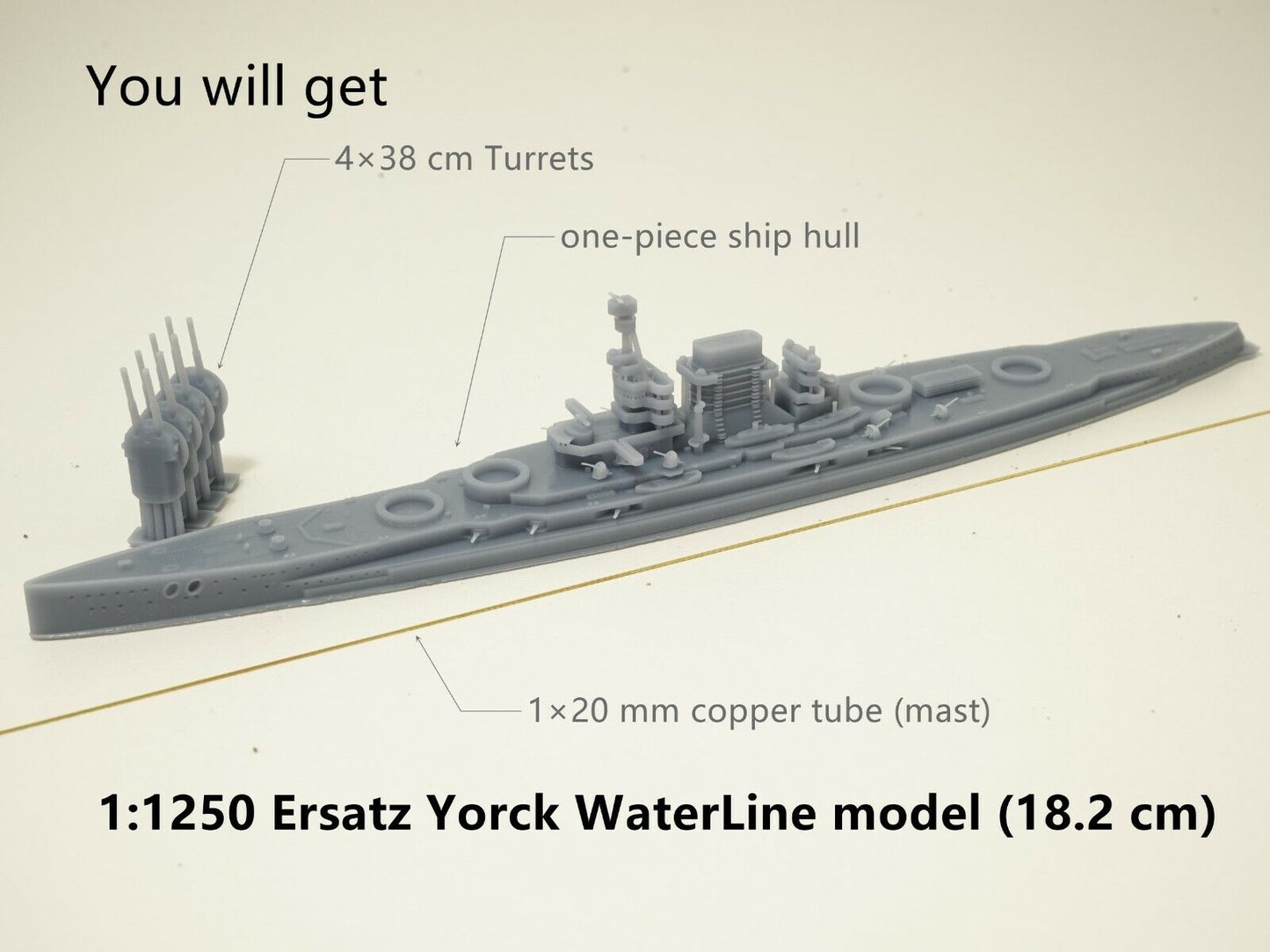 1:1250 Ship model, SMS Ersatz Yorck, SMS Mackensen, 1:1250 Schiffsmodelle