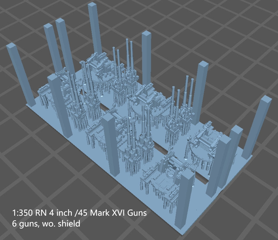 1:700, 1:350 Royal Navy, 4 inch /45 Mark XVI Guns, 102mm AA gun, v.2024