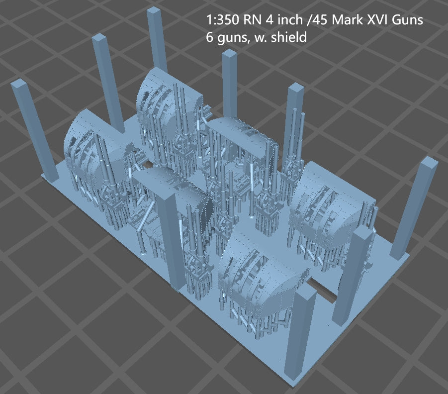 1:700, 1:350 Royal Navy, 4 inch /45 Mark XVI Guns, 102mm AA gun, v.2024