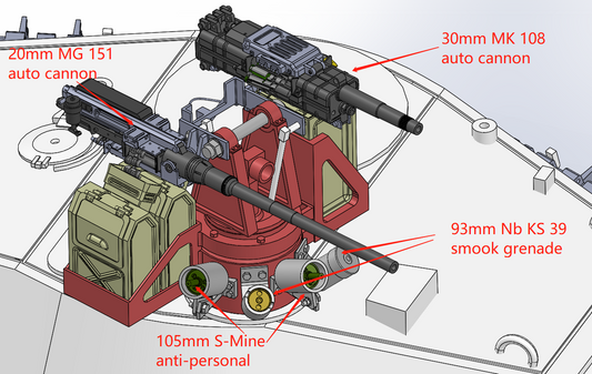 1:35 German Weapon station, MK108, MG151, 3D printed, WWII, What if