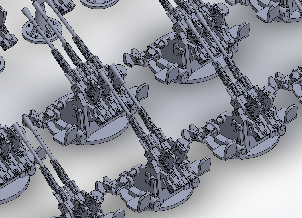 1:700, 1:350, IJN AA light gun set  25mm, v2024, Type 96 AA gun, Typ 96 Flak, with shield, without shield, turret type, Yamato, very detailed, sehr detailiert