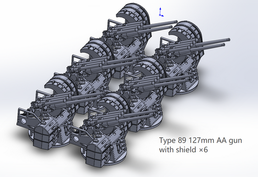 1:700, 1:350 IJN Type 89 AA gun, Type 89 127mm AA gun, Yamato turret, Kongo class turret. v2023