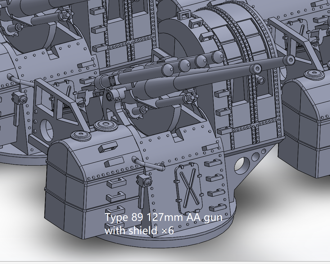 1:700, 1:350 IJN Type 89 AA gun, Type 89 127mm AA gun, Yamato turret, Kongo class turret. v2023