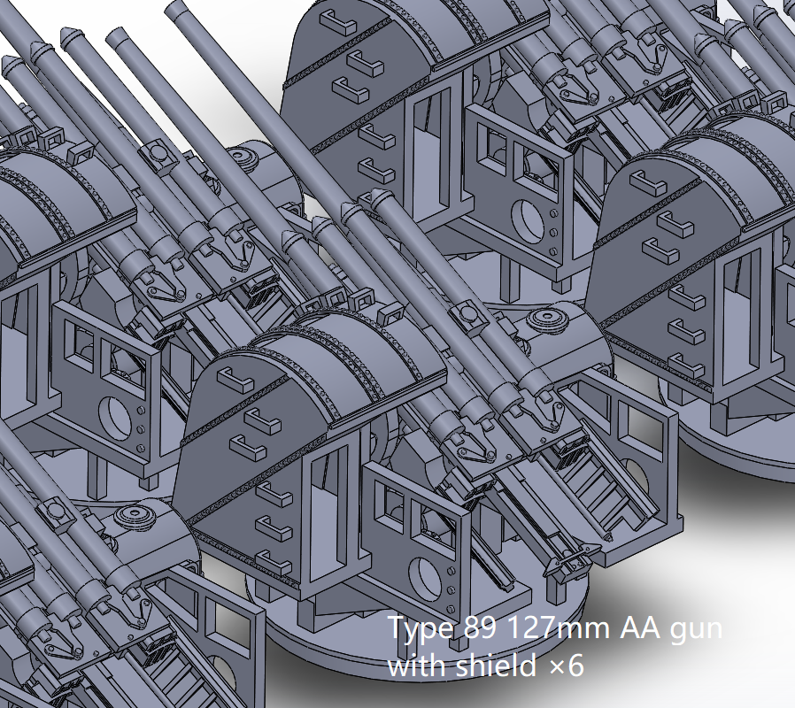 1:700, 1:350 IJN Type 89 AA gun, Type 89 127mm AA gun, Yamato turret, Kongo class turret. v2023