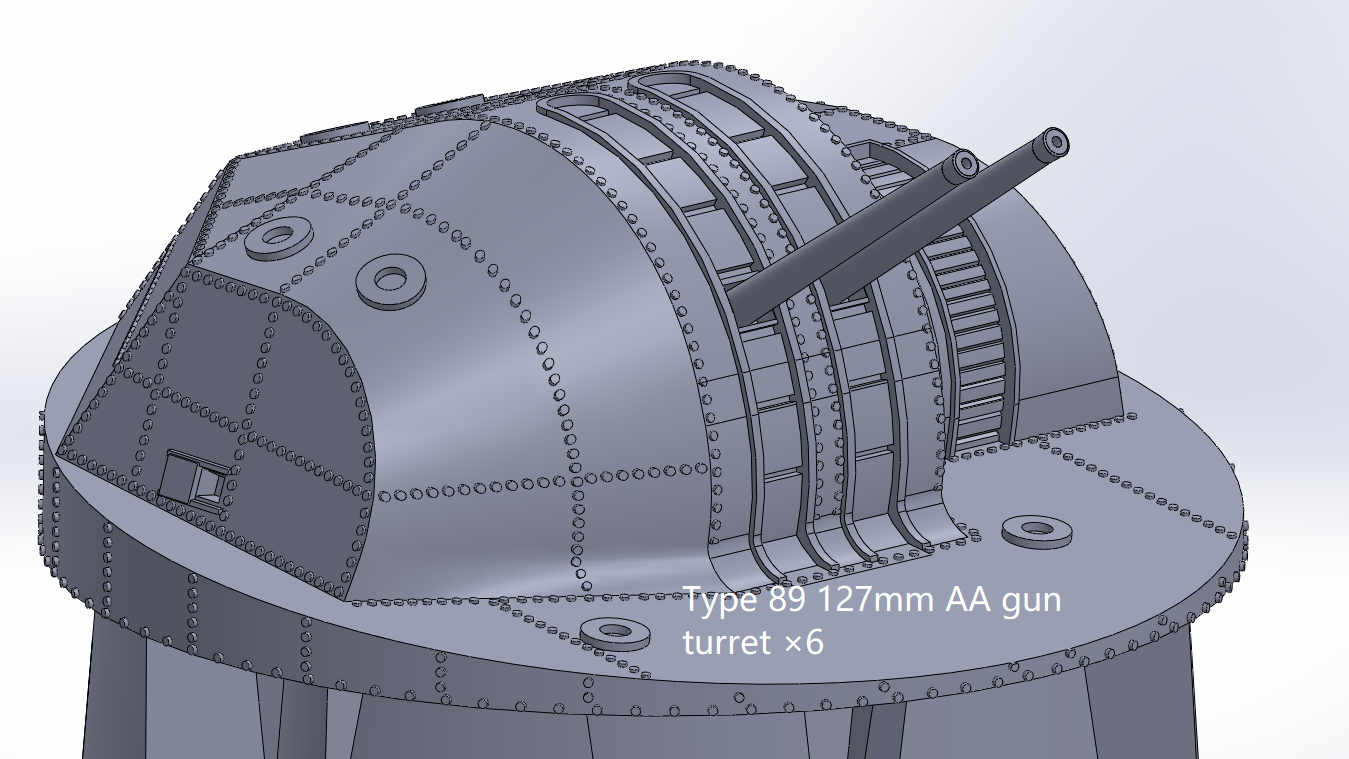 1:700, 1:350 IJN Type 89 AA gun, Type 89 127mm AA gun, Yamato turret, Kongo class turret. v2023